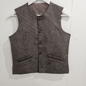 Sahab Brown Chevron Stitch Formal Waistcoat Vest NWOT